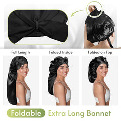 Bande longue extensible du BONNET QUEEN noire pour un maintien sûr.