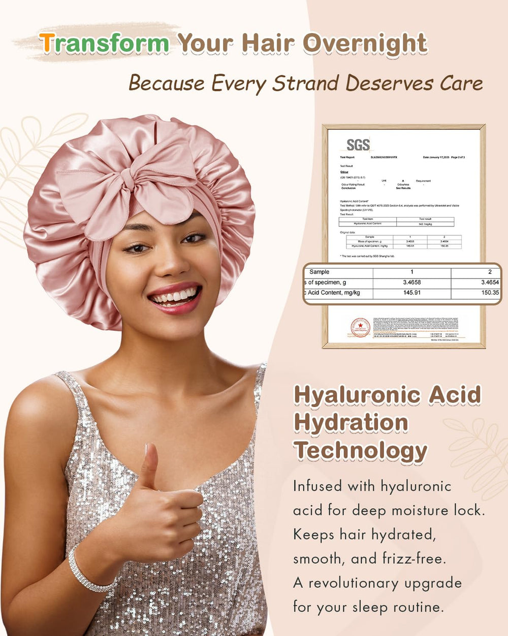 BONNET QUEEN bonnet-rose-gold-creme-pale: couleur élégante pour une nuit chic.