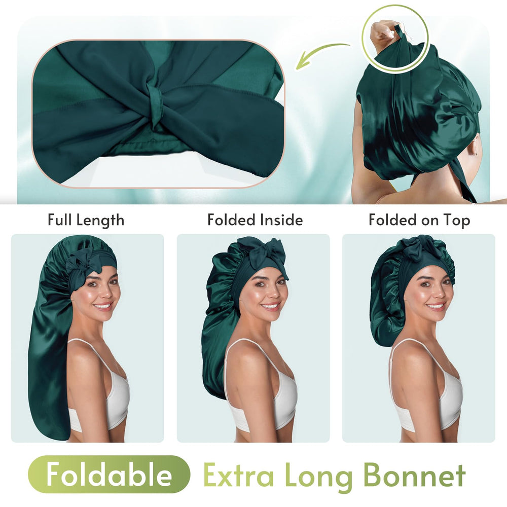 BONNET QUEEN, bonnet satin vert foncé, confort et anti-glissement.