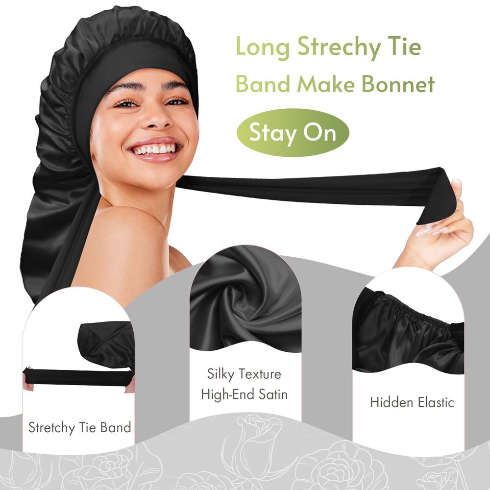 Bonnet Queen tresses en soie avec bande extensible pour un ajustement sans effort