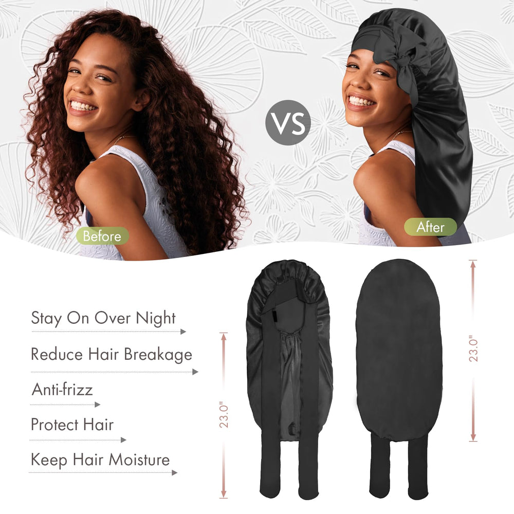 Bonnet Queen tresses en soie largeur 33 cm adapté à divers types de cheveux