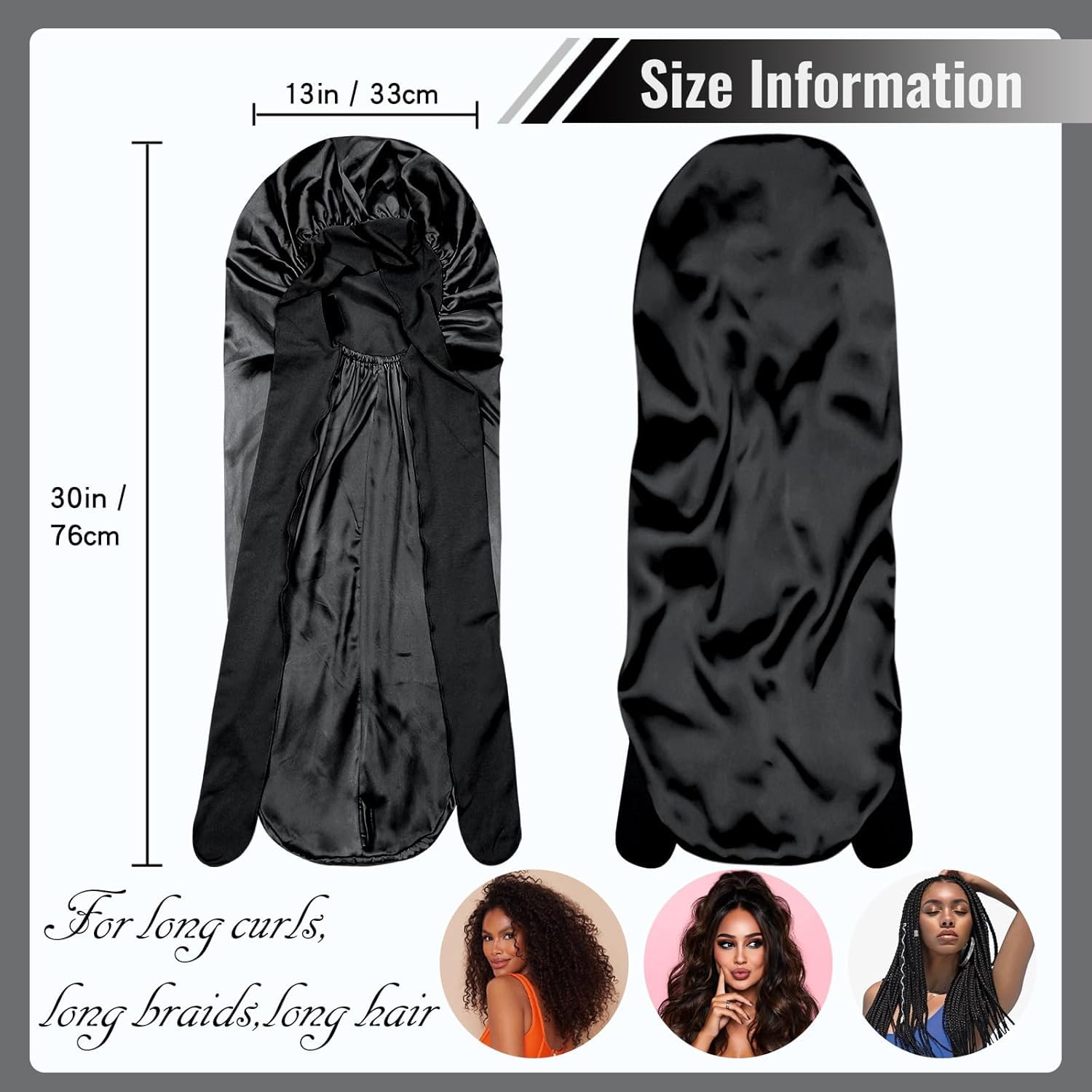 CHOIX élégant et pratique pour coiffures nocturnes avec BONNET QUEEN noir.
