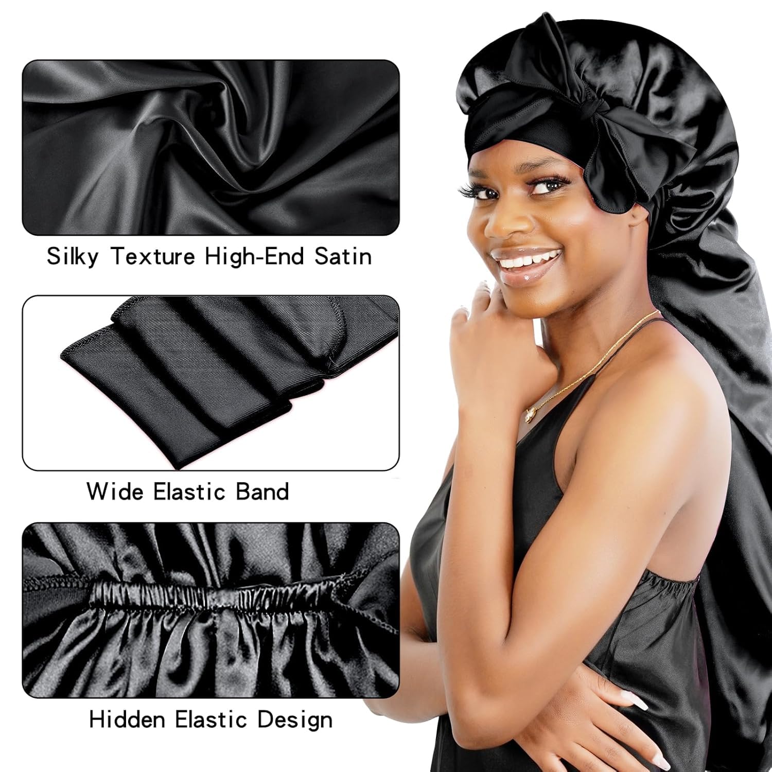 Différents styles possibles avec le BONNET QUEEN noir pour un look unique.