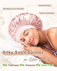 BONNET QUEEN satin doux protège les boucles et réduit les frottements.