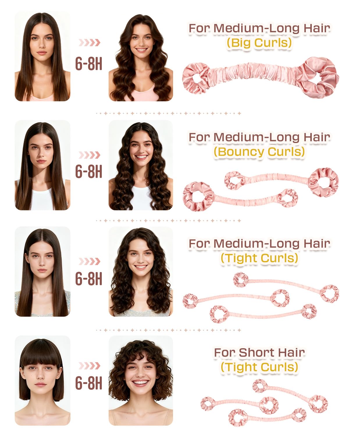 BONNET QUEEN utilisation nocturne sur cheveux humides, crème rose, vagues naturelles
