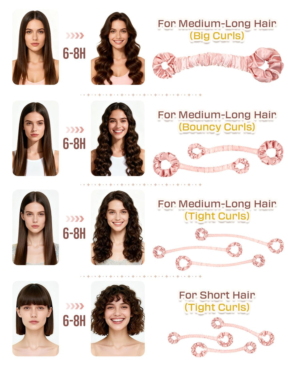 BONNET QUEEN utilisation nocturne sur cheveux humides, crème rose, vagues naturelles