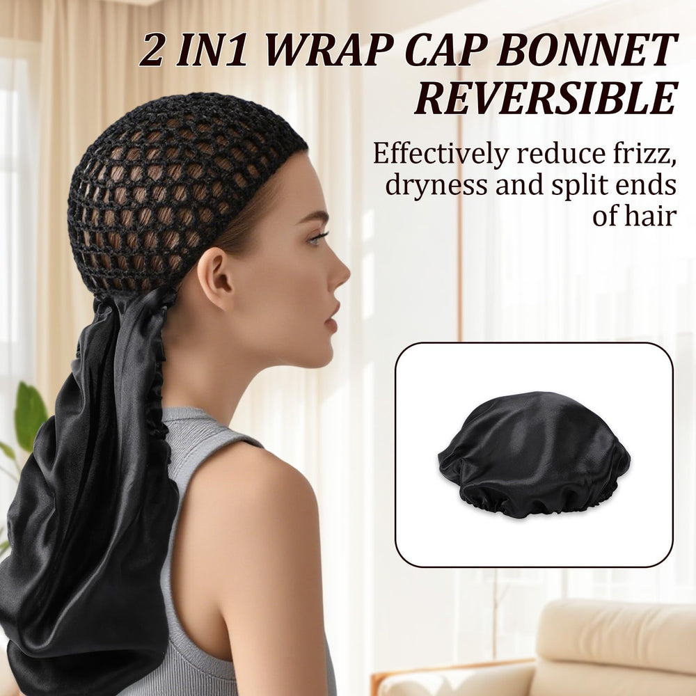 Bonnet satin 2-en-1 ajustable et réversible assure un ajustement confortable