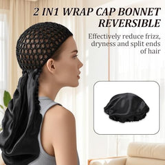 Bonnet-wrap protection-lissage-soyeux préserve le lissage nocturne.