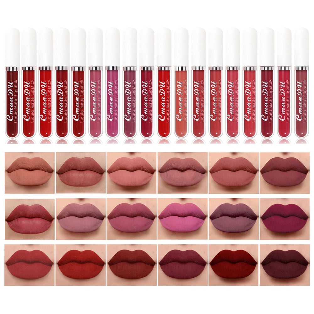 BONNIE CHOICE 18-color matte lipstick set swatches showing vibrant, long-lasting shades