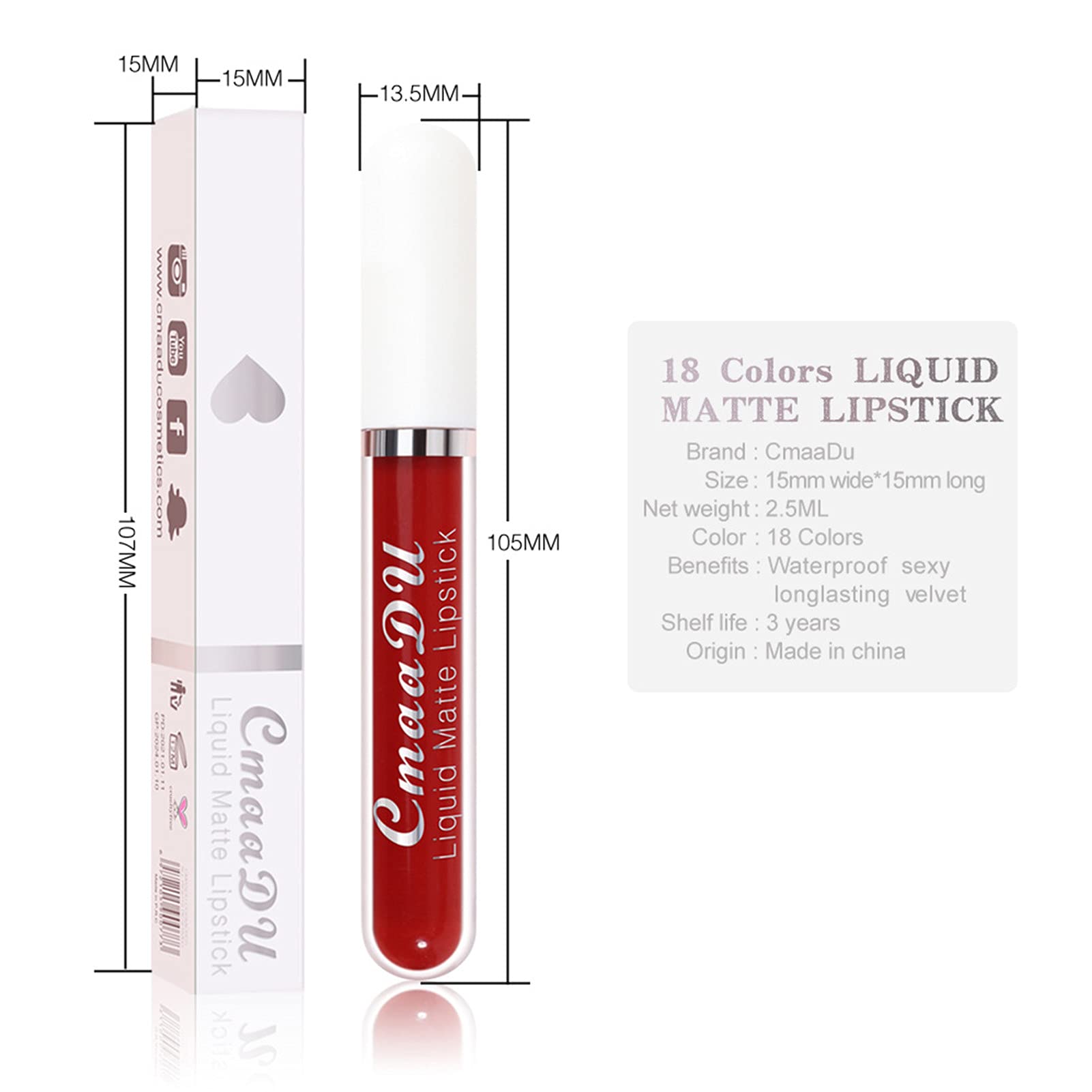 BONNIE CHOICE dark red matte lipstick for dramatic finish