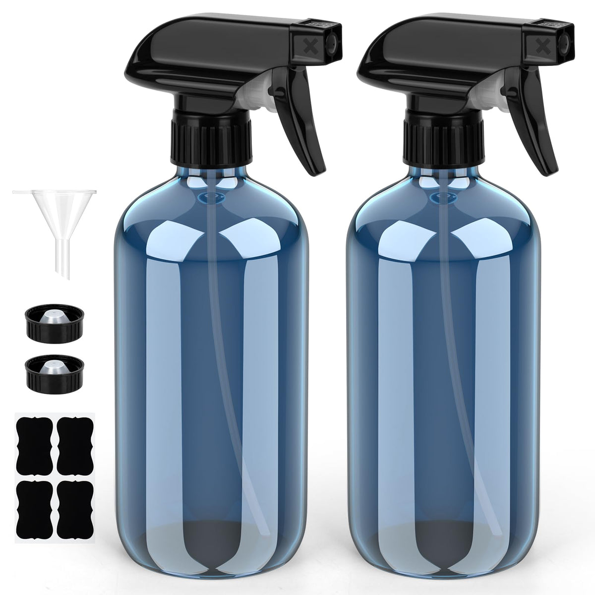 Bontip bouteille pulvérisateur en verre Indigo 16 oz, idéal arrosage et nettoyage.