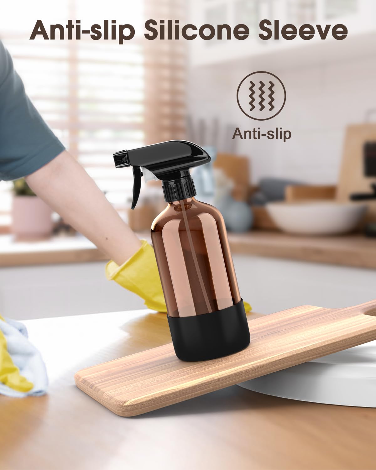 Design élégant Bontip: verre ambré et manchon noir-brun pour maison et bureau.
