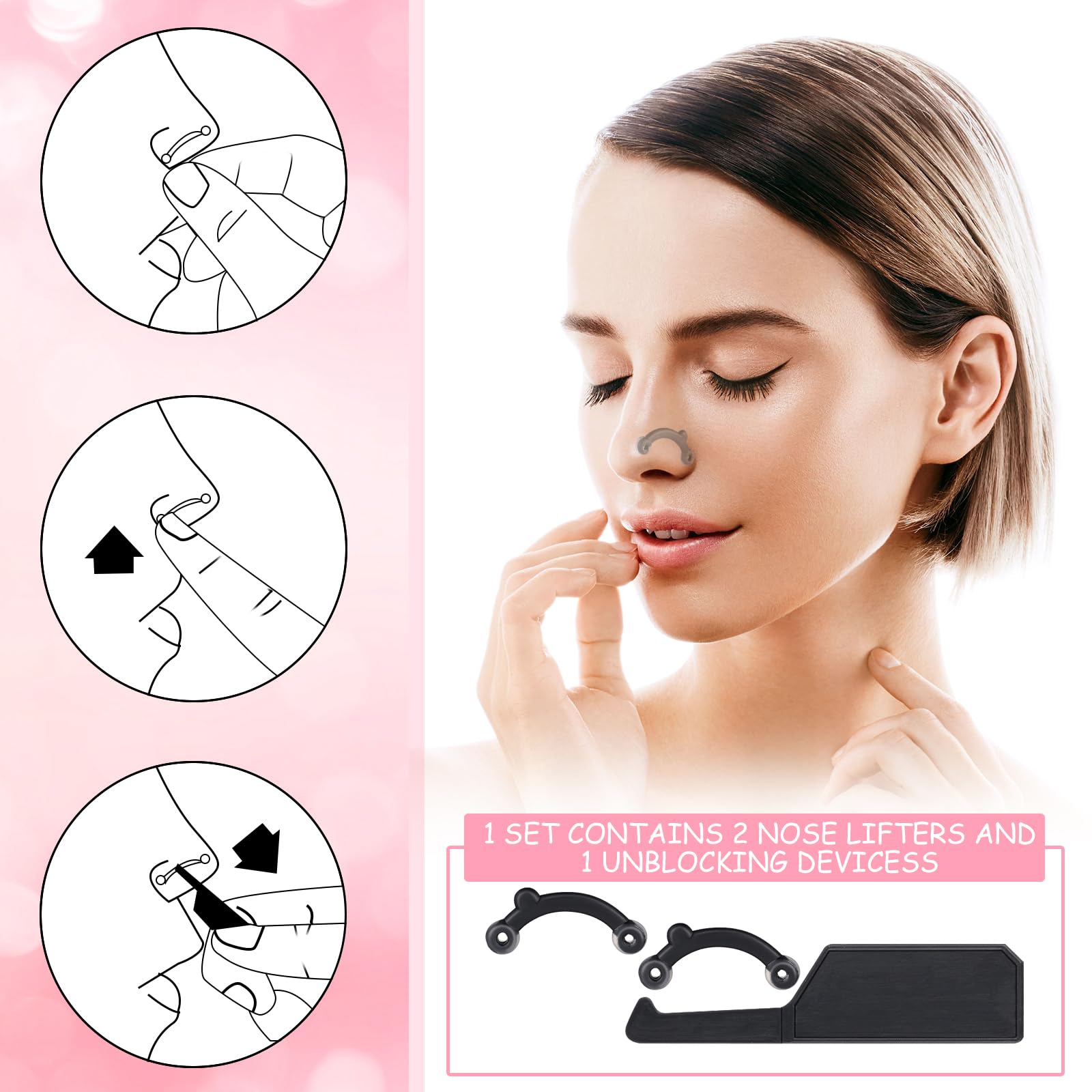 Bonuci clip nez en silicone pour lifter le pont nasal en douceur.