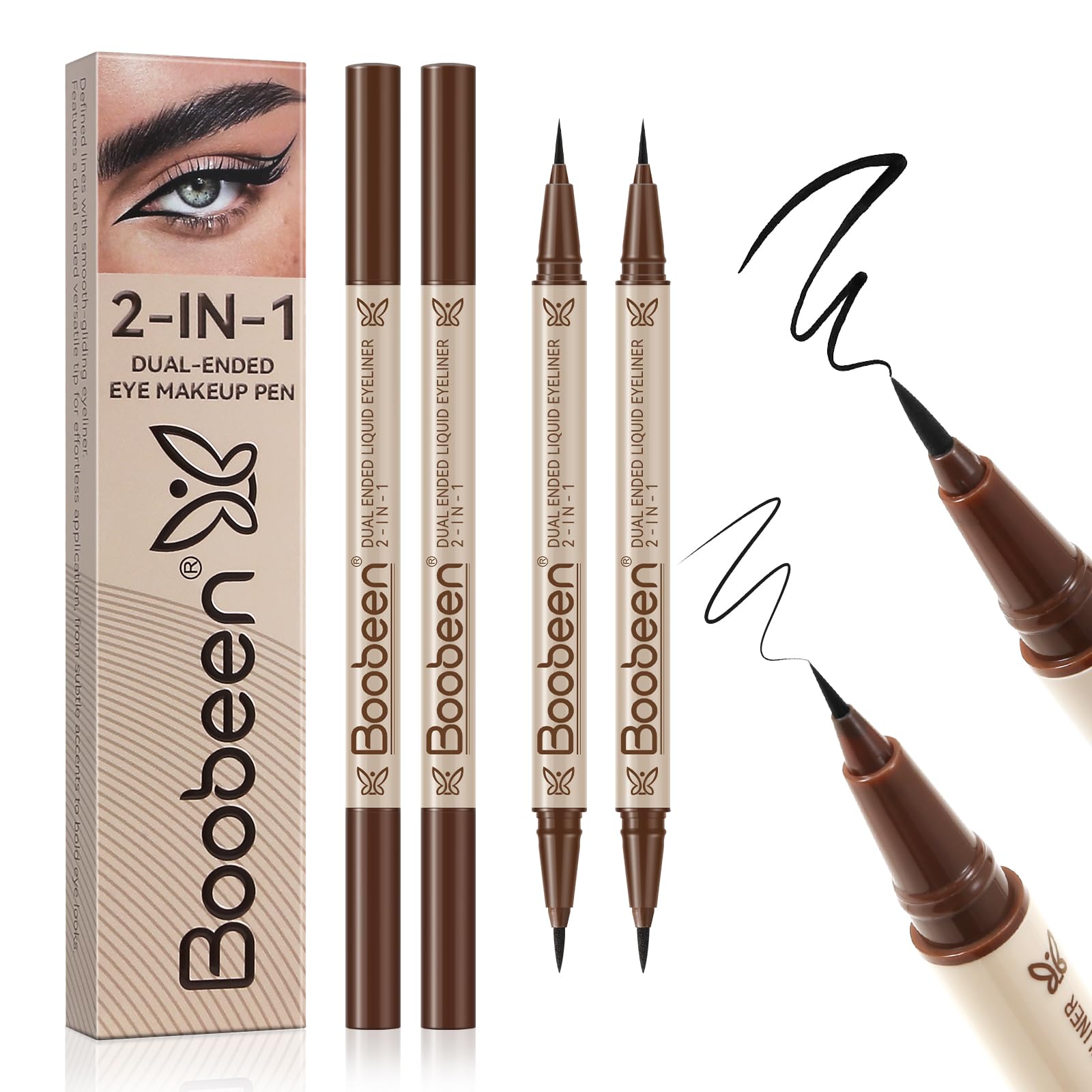 Boobeen crayon liquide à double pointe noir, tracé précis et tenue longue durée.