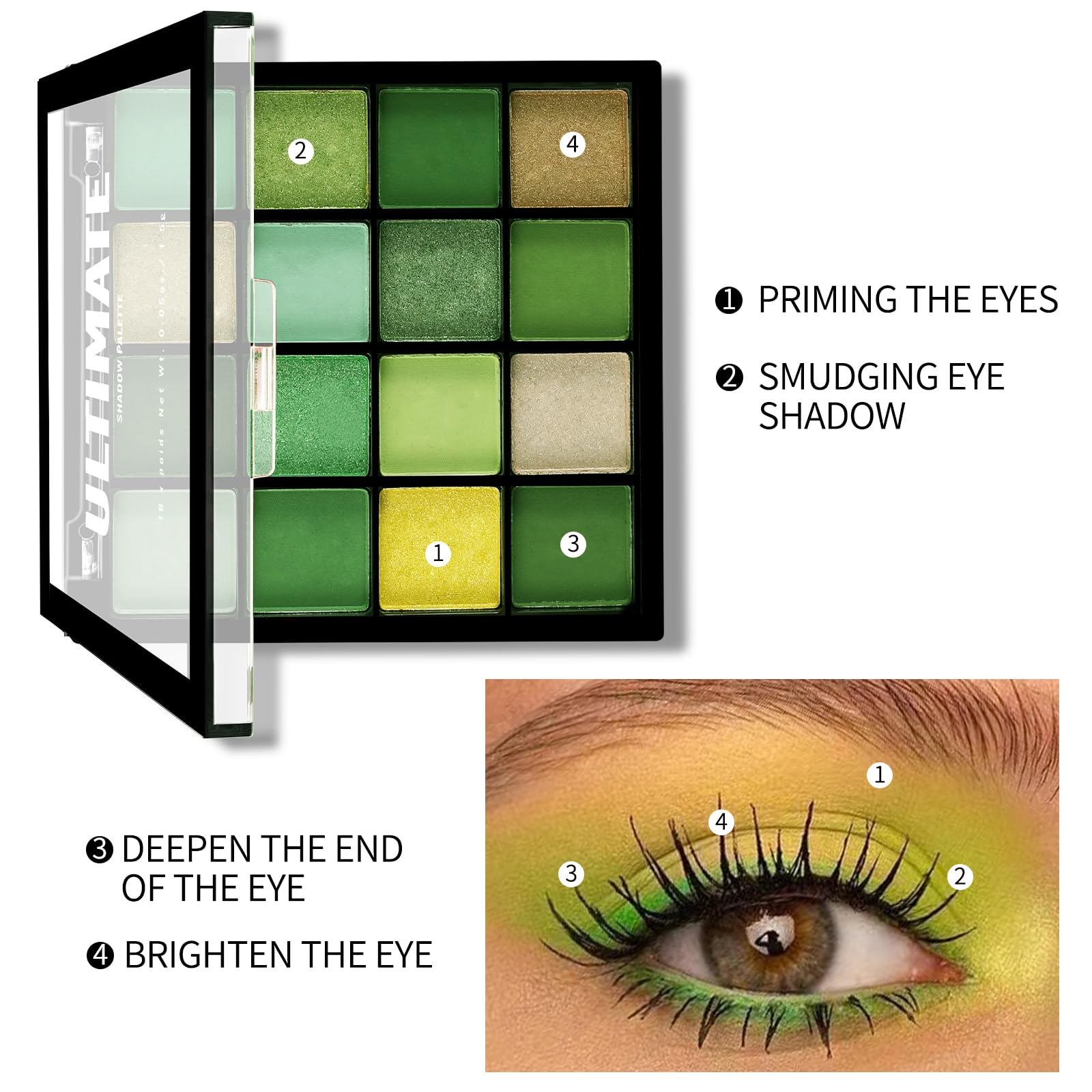 Boobeen Ombres vertes centre lumineux pour accentuation et regard plus vif.