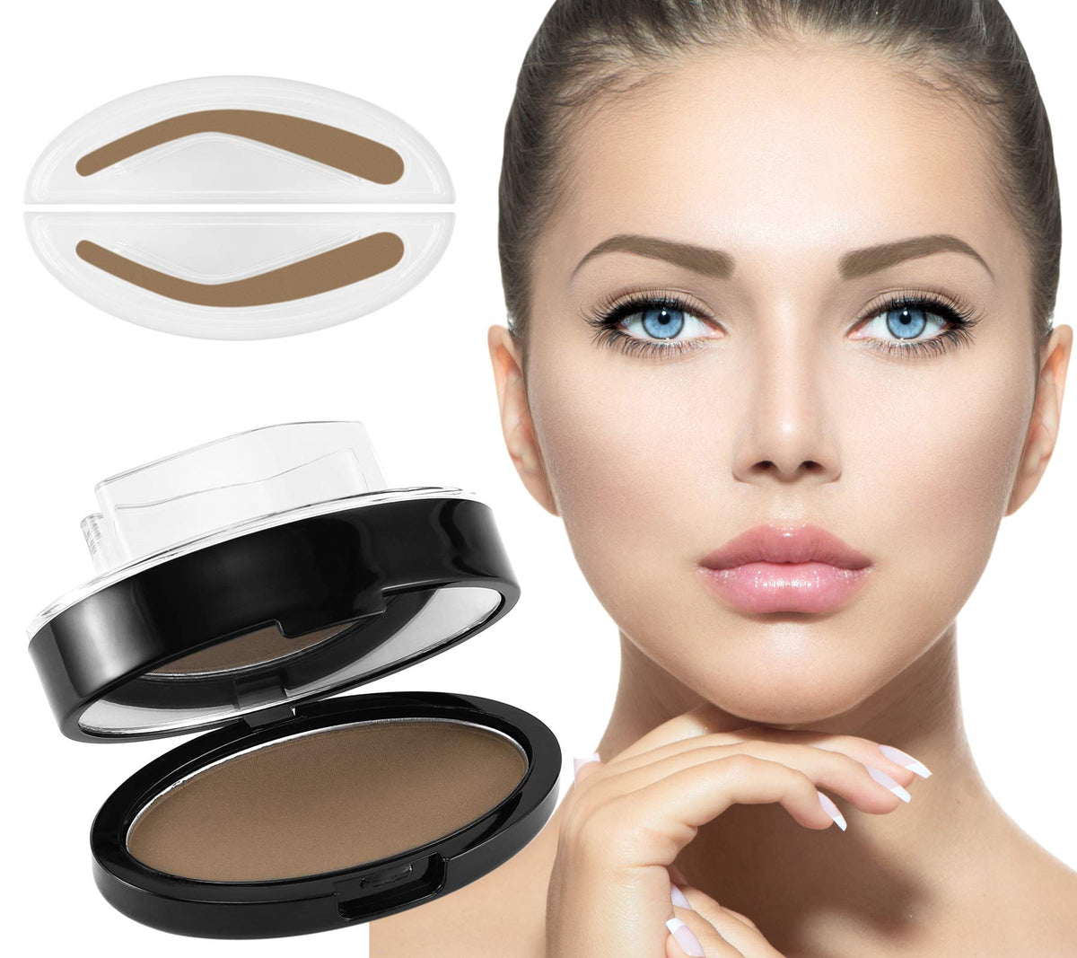 Tampon-poudre Boobeen pour sourcils, application naturelle et rapide.