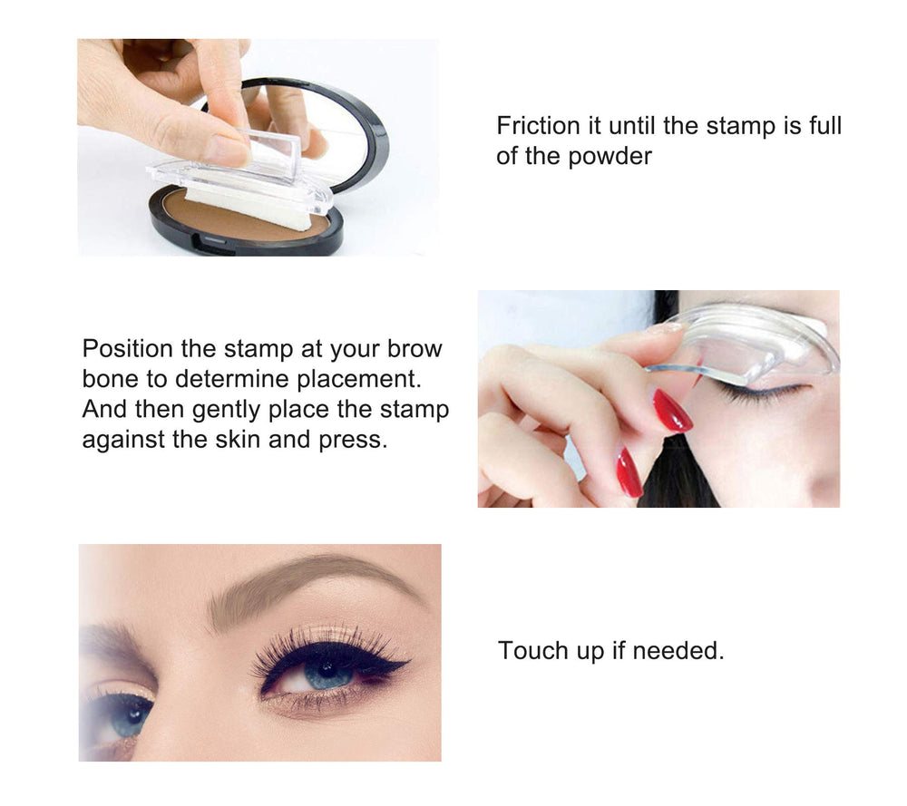 Mise en place facile via Boobeen tampon-poudre sourcils.