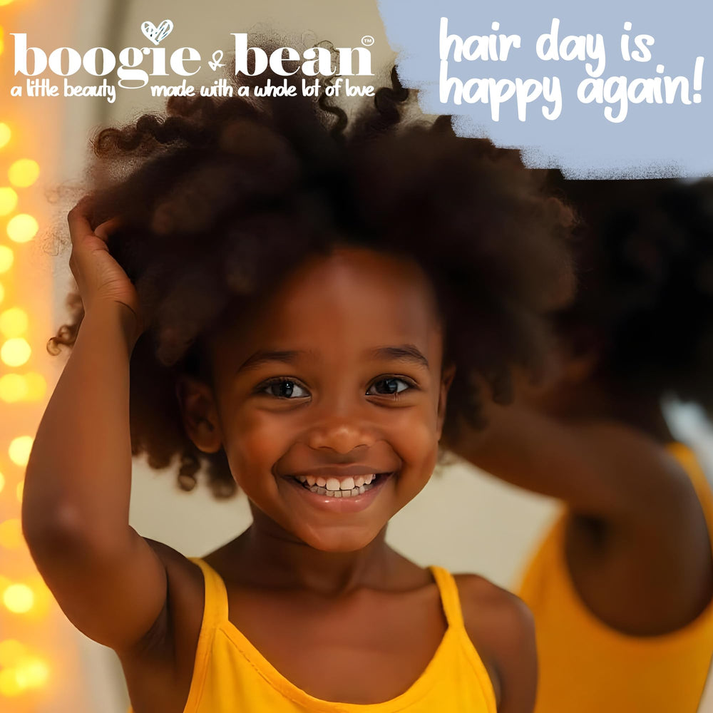 Boogie and Bean appliquée au cuir chevelu d’un enfant, soin facile et apaisant