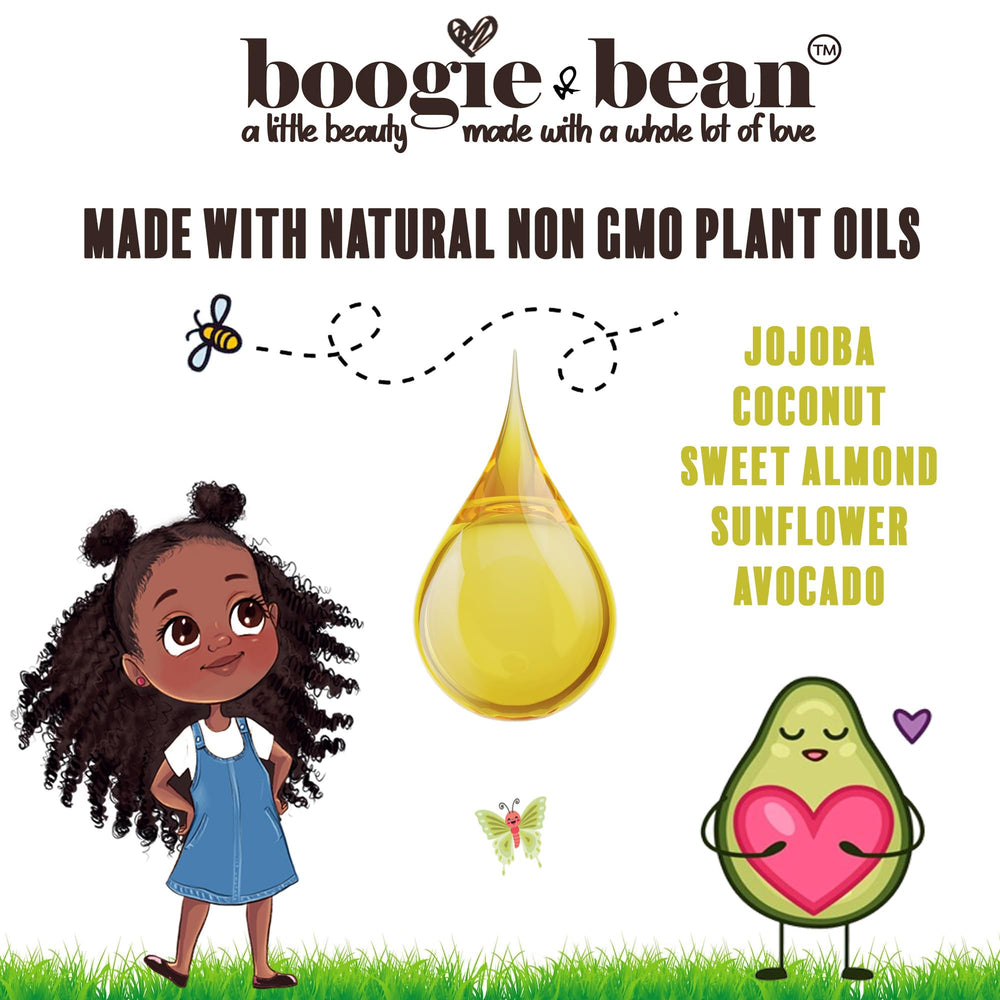 Boogie and Bean huile lissant les boucles et les tresses, usage quotidien.
