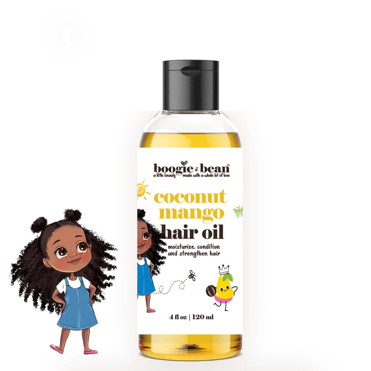 Boogie and Bean huile cheveux enfants en flacon pompe, pratique et hydratante.