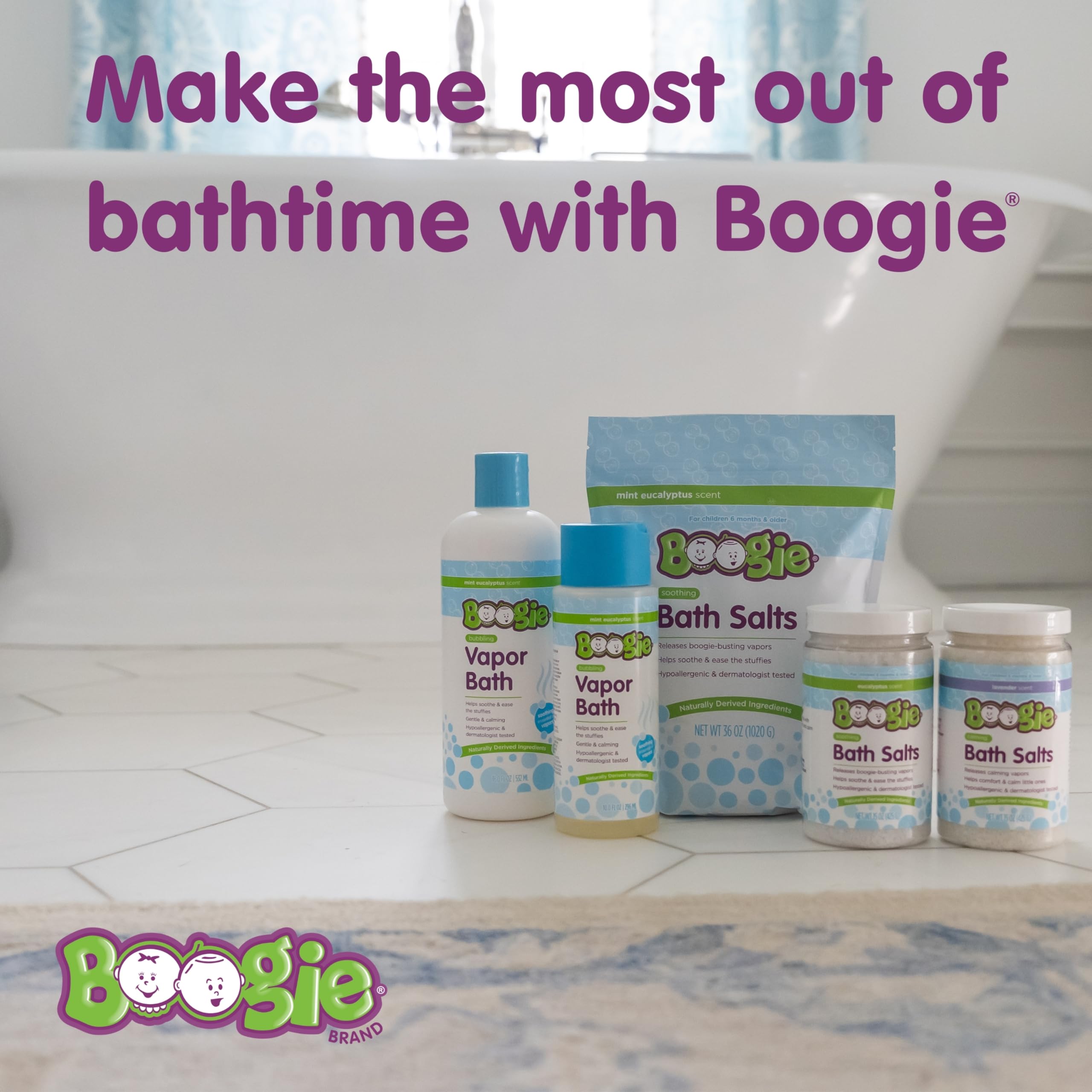 Boogie Kids bombes bain soin doux sans menthol ni parabènes.
