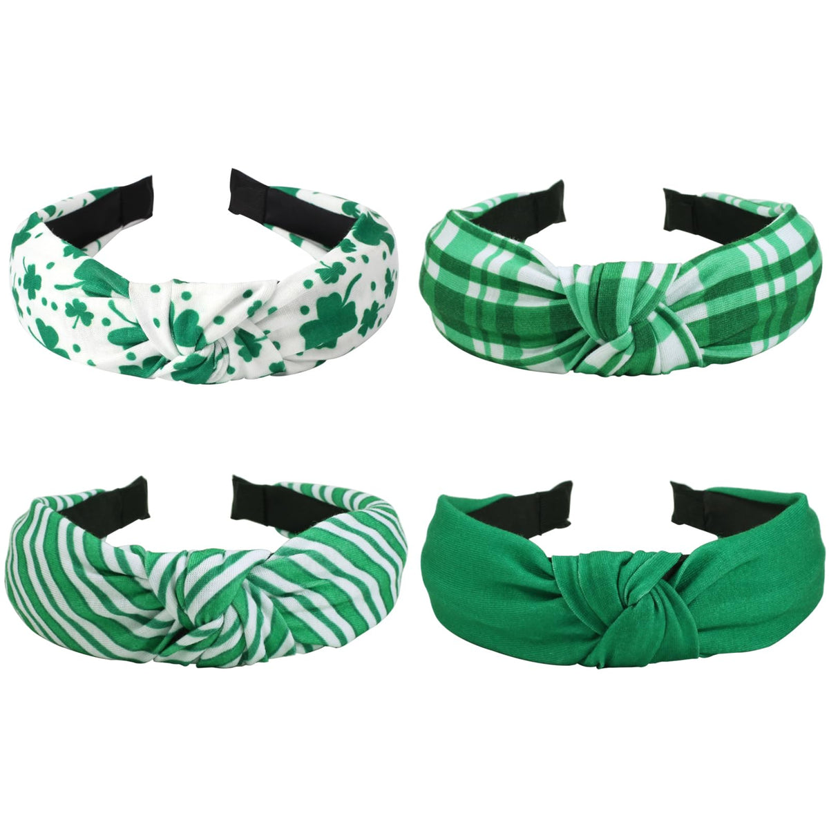 Bandeau Bookay Saint-Patrick vert rayures plaid, élégant pour les festivités.