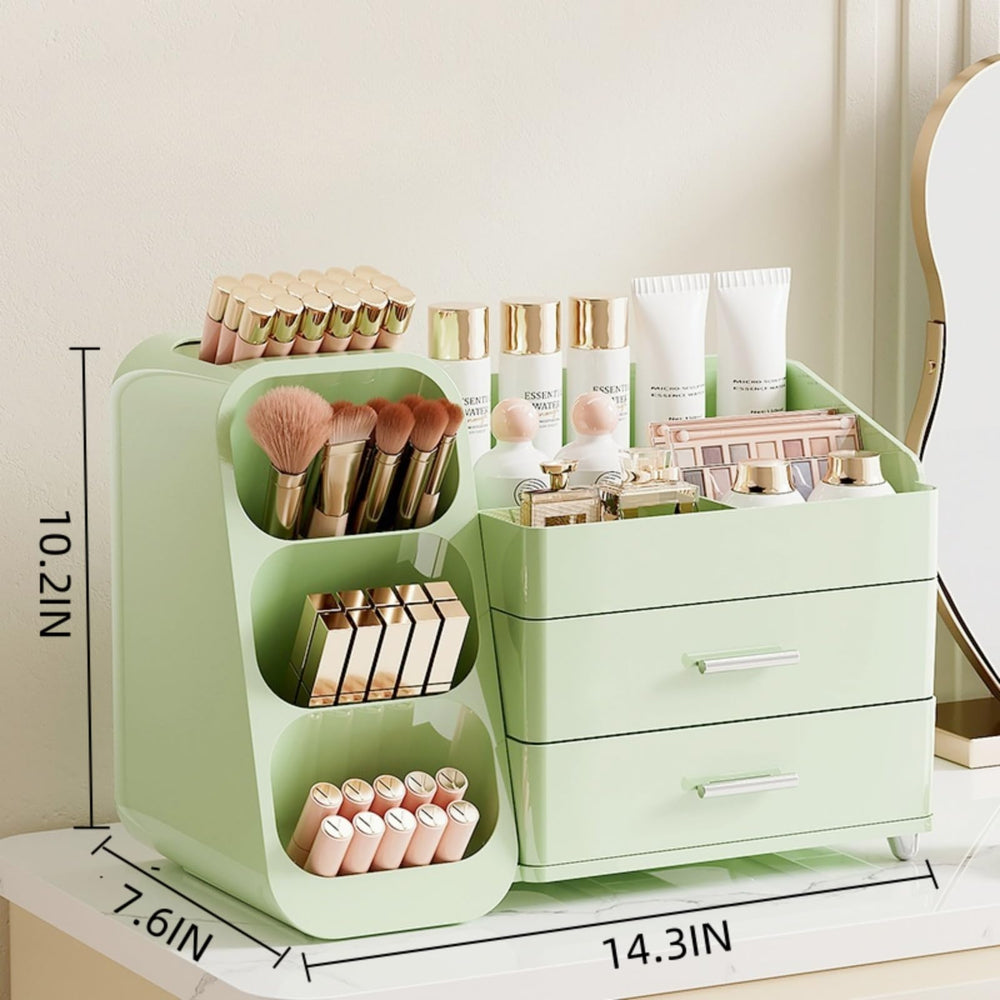 Booklov Grand rangement maquillage vert pour tout garder à portée de main.