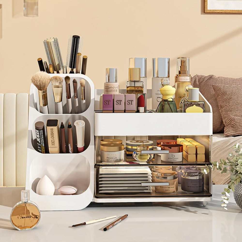 Booklov Organisateur maquillage avec compartiments spacieux pour garder vos produits bien organisés.