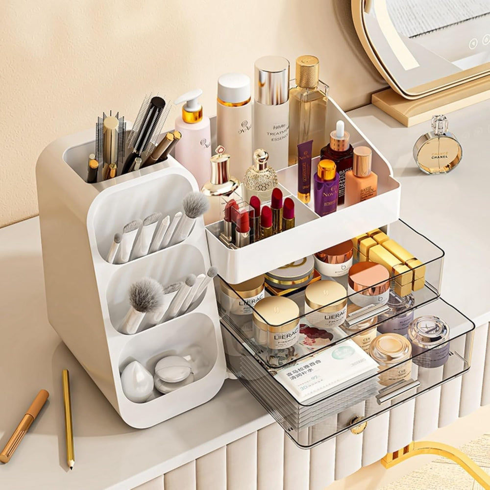 Booklov Rangement pour rouges à lèvres et pinceaux, rangement clair et accessible.