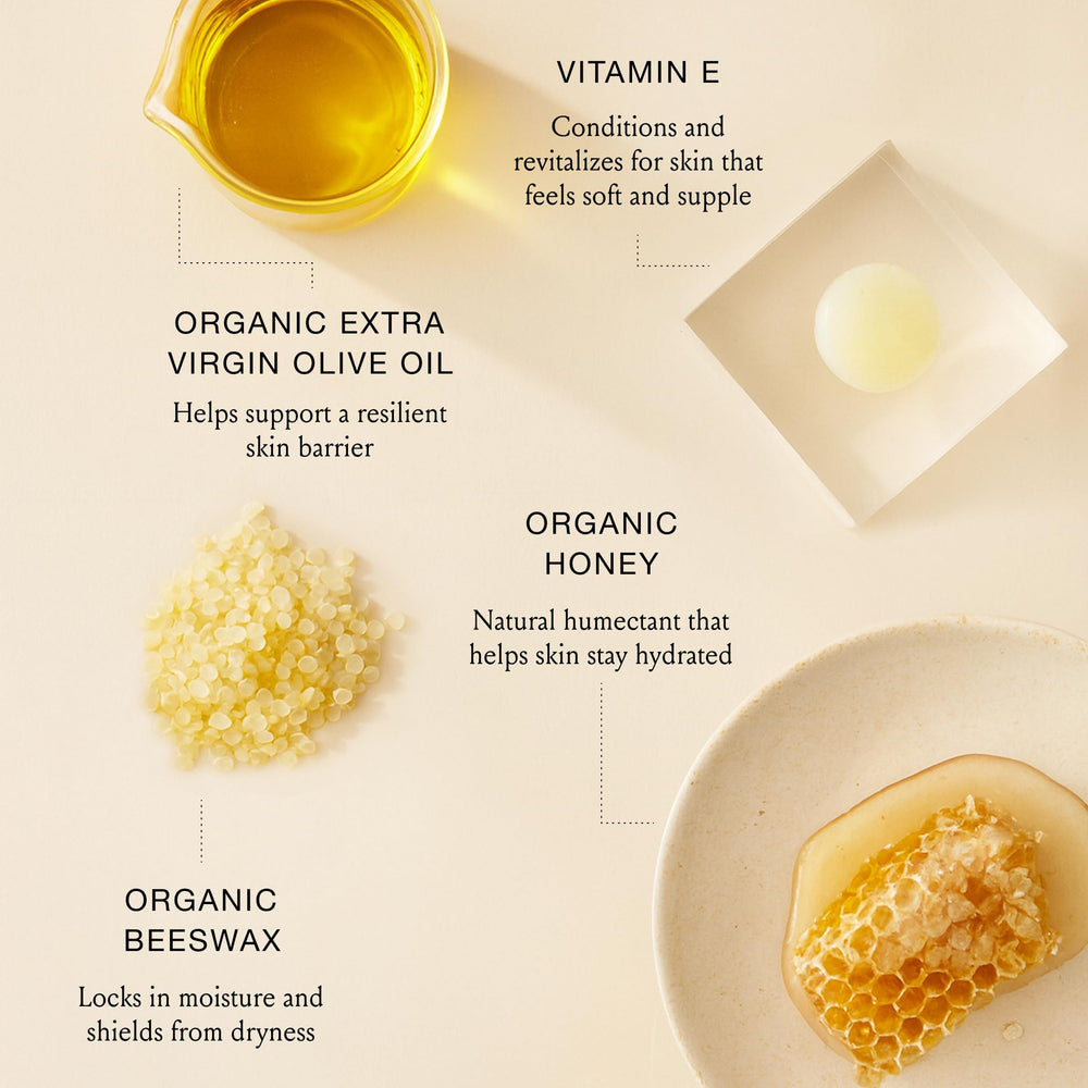 Ingrédients naturels Boomsilk: huile d’olive, cire d’abeille et miel.