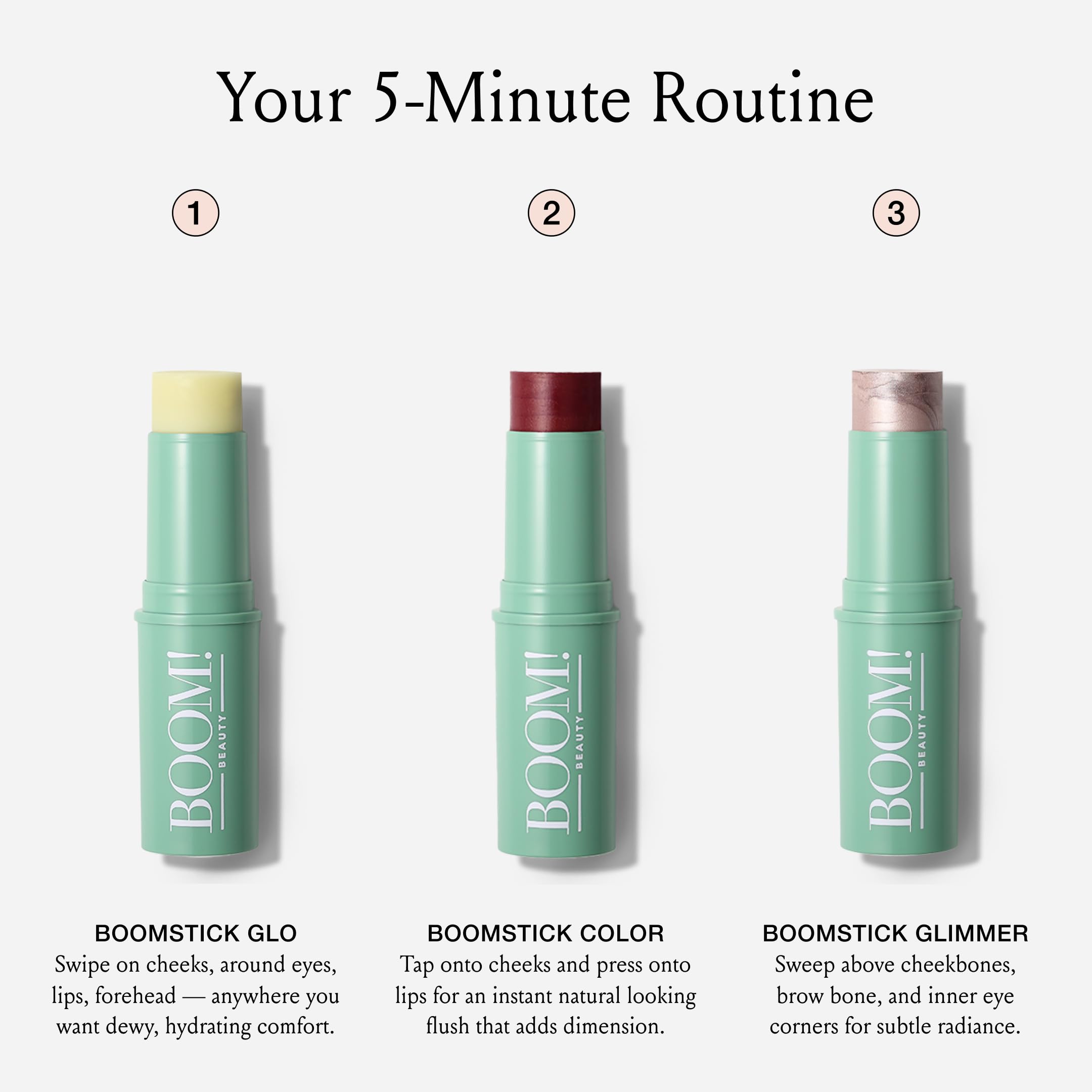 Boomstick Trio – hydratant Glo visage offrant douceur et confort en voyage.