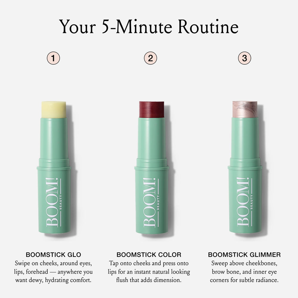 Boomstick Trio – hydratant Glo visage offrant douceur et confort en voyage.