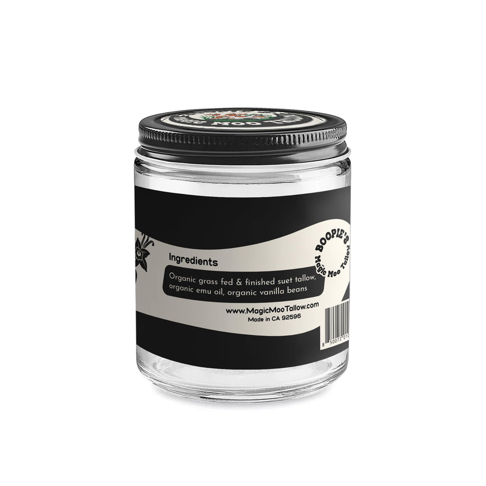 Ingrédients premium: suif de bœuf et huile d'ému pour peau nourrie.