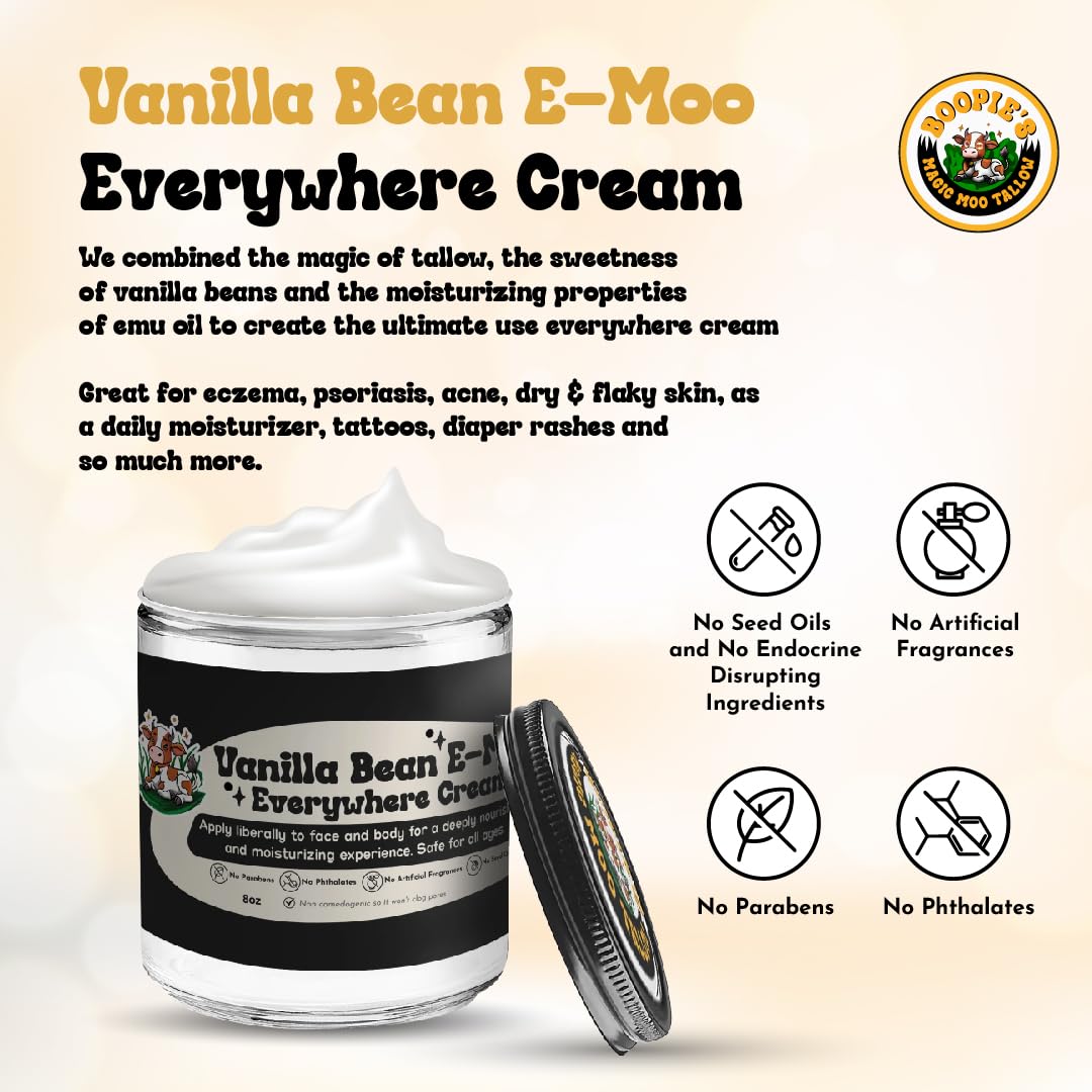 Texture soyeuse Boopie's Magic Moo Tallow fond sur la peau après application.