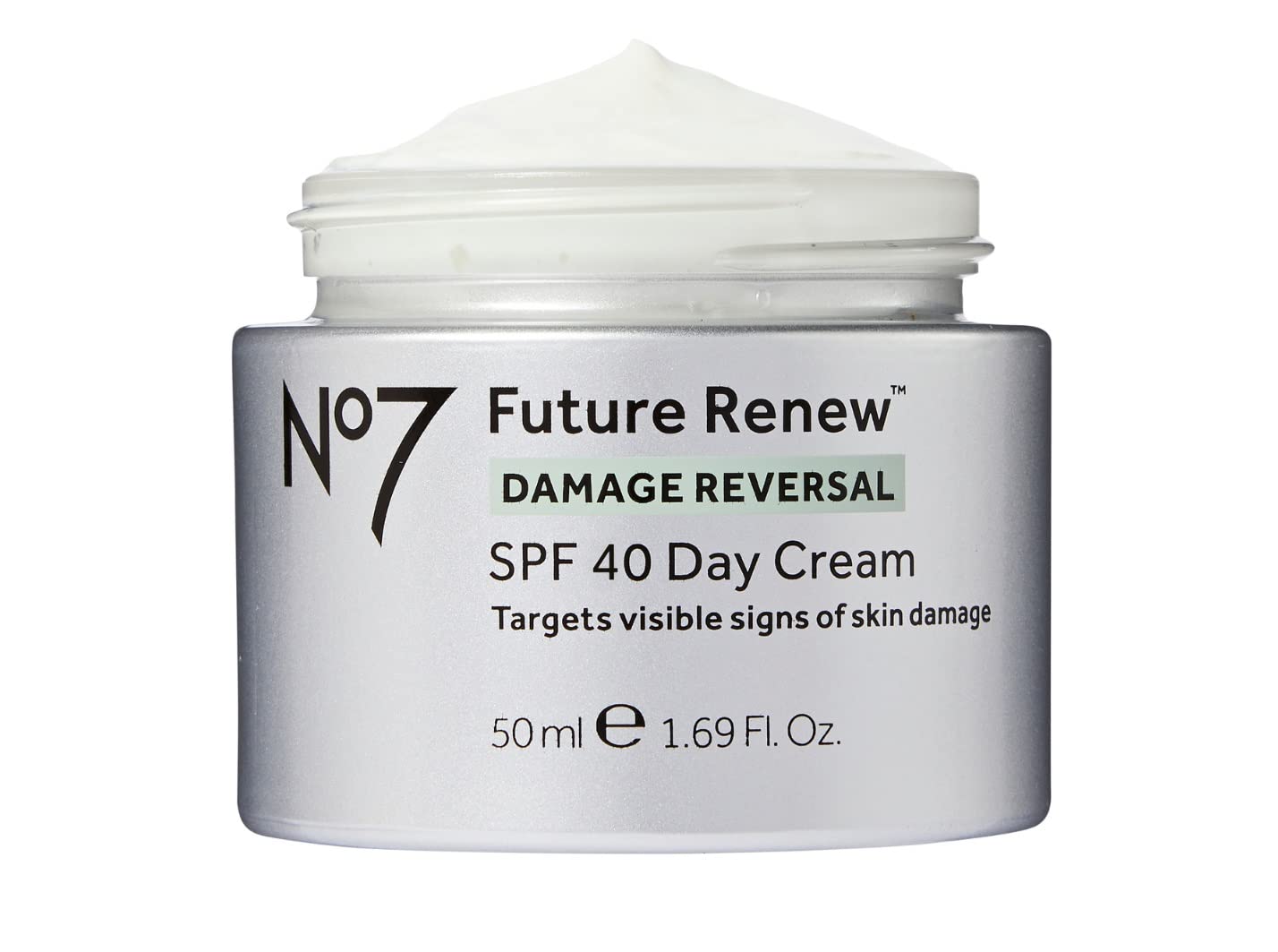 Boots No7 crème jour SPF40 — bouteille, protection solaire et hydratation quotidienne.