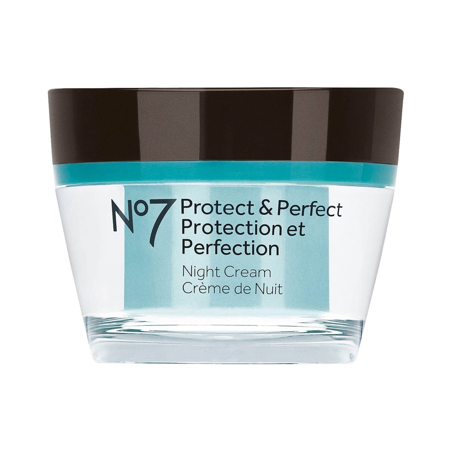 Pot de crème nocturne No7 Protect & Perfect pour hydrater et lisser la peau.