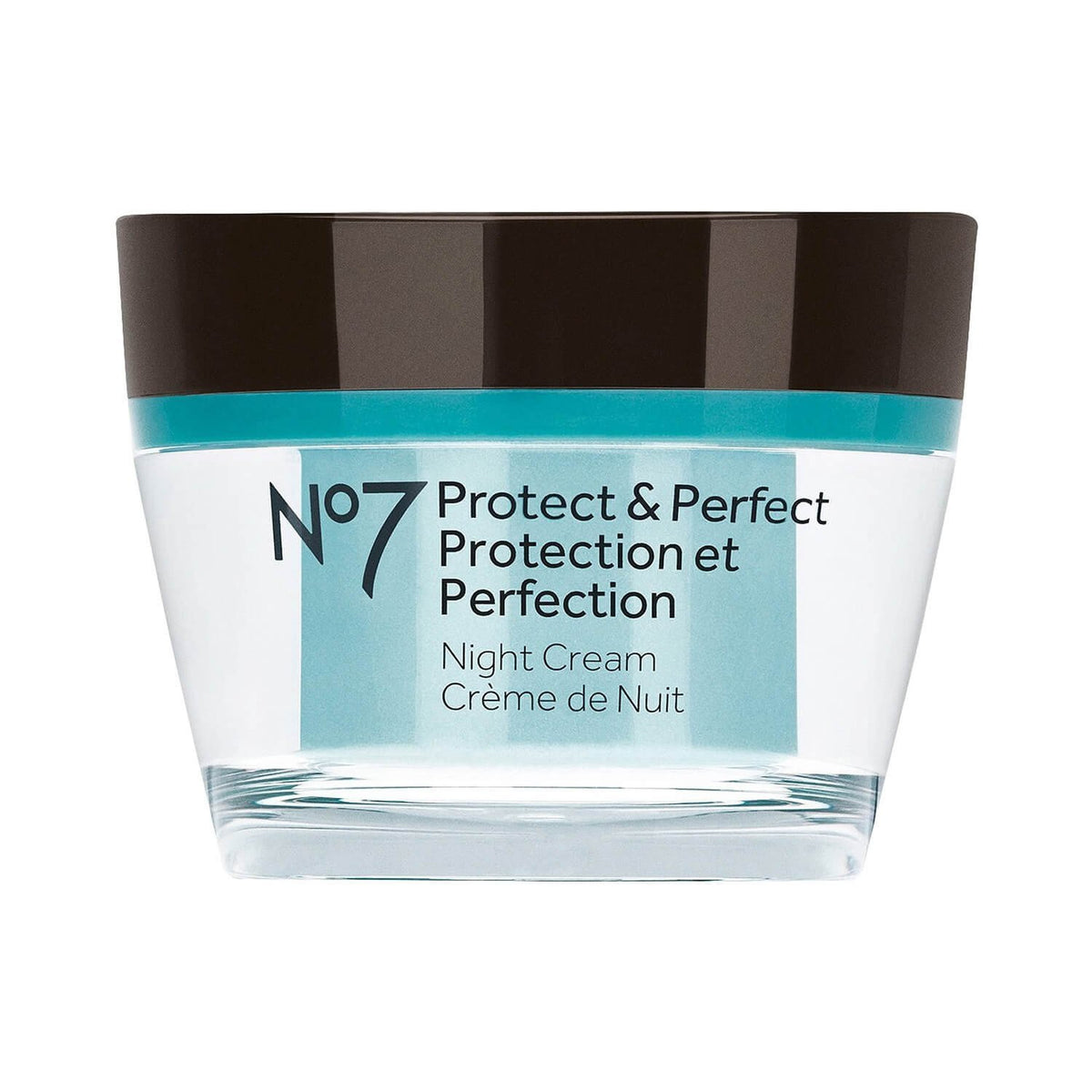 Pot de crème nocturne No7 Protect & Perfect pour hydrater et lisser la peau.