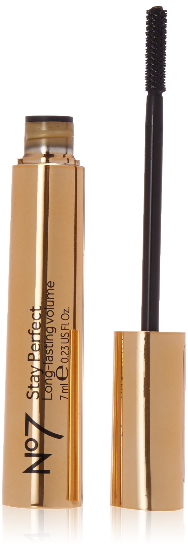 Boots No7 Stay Perfect Mascara, brosse et cils, tenue longue durée et volume sans retouches.