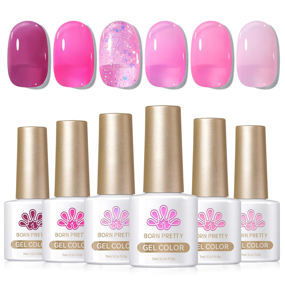 Application du vernis gel rose Born Pretty pour une couleur lumineuse et uniforme.