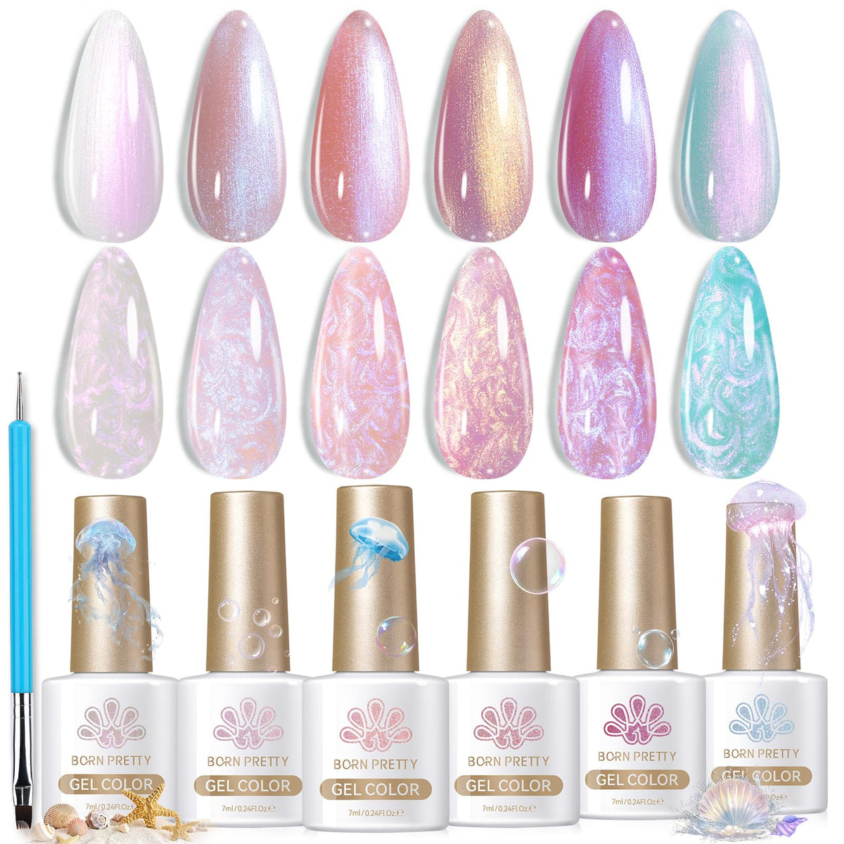 Vernis gel Born Pretty Aurora irisé avec paillettes pour ongles brillants