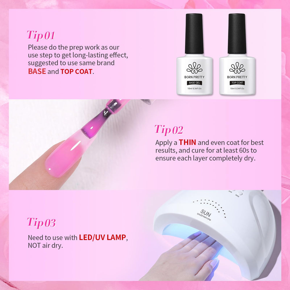 Base et top coat vernis gel Born Pretty pour une finition durable