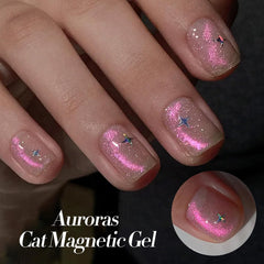Born Pretty Cat Magnetic Eye Gel Nail Polish in Aurora Mermaid Yellow adds sunny sparkle.