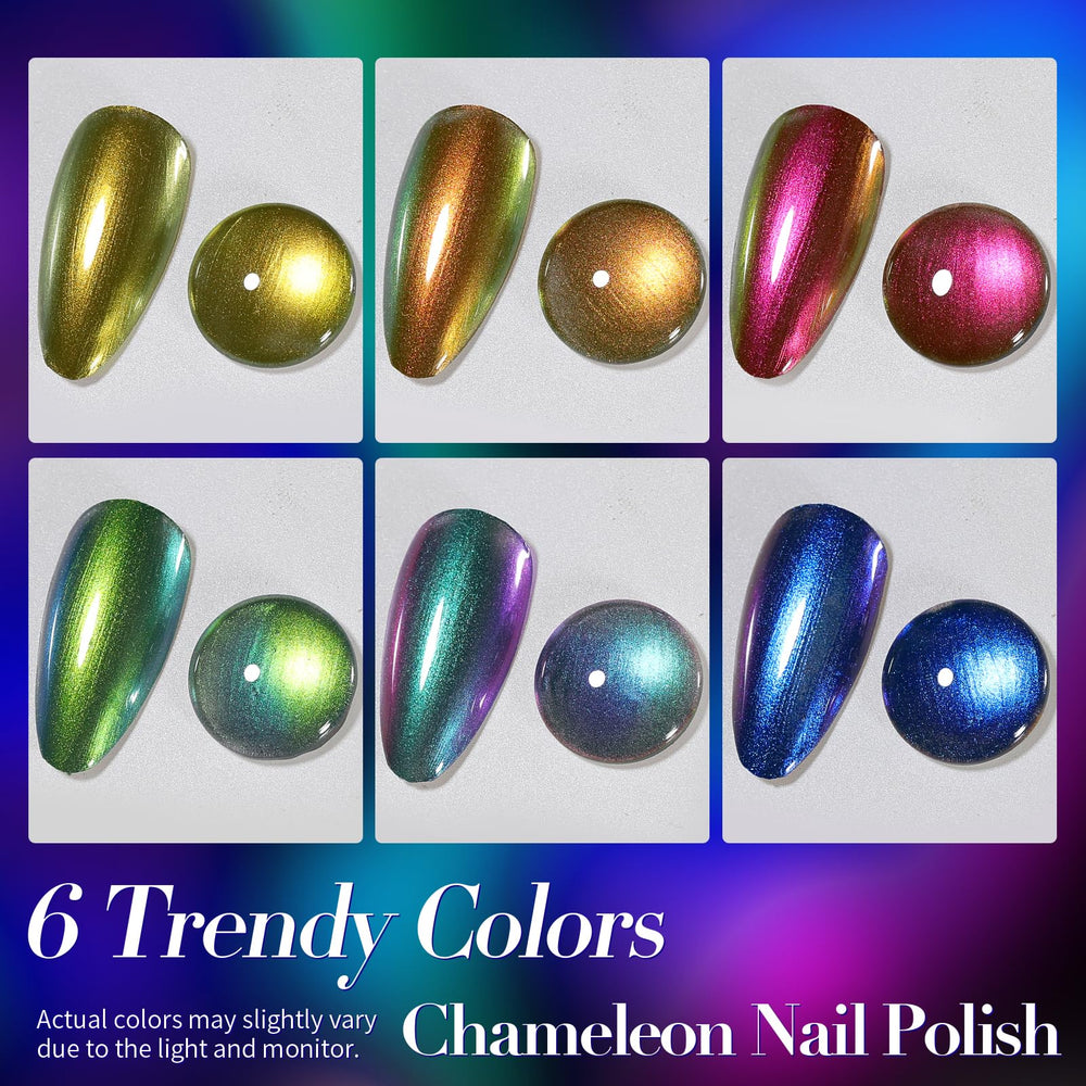 Vernis Born Pretty Chameleon Chrome avec paillettes bleues, éclat vibrant.