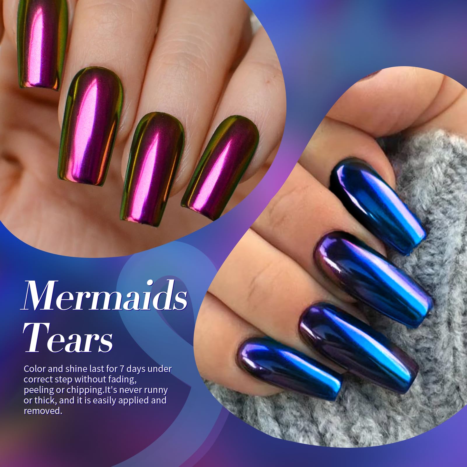 Vernis Born Pretty Chameleon Chrome avec paillettes violettes, effet scintillant.