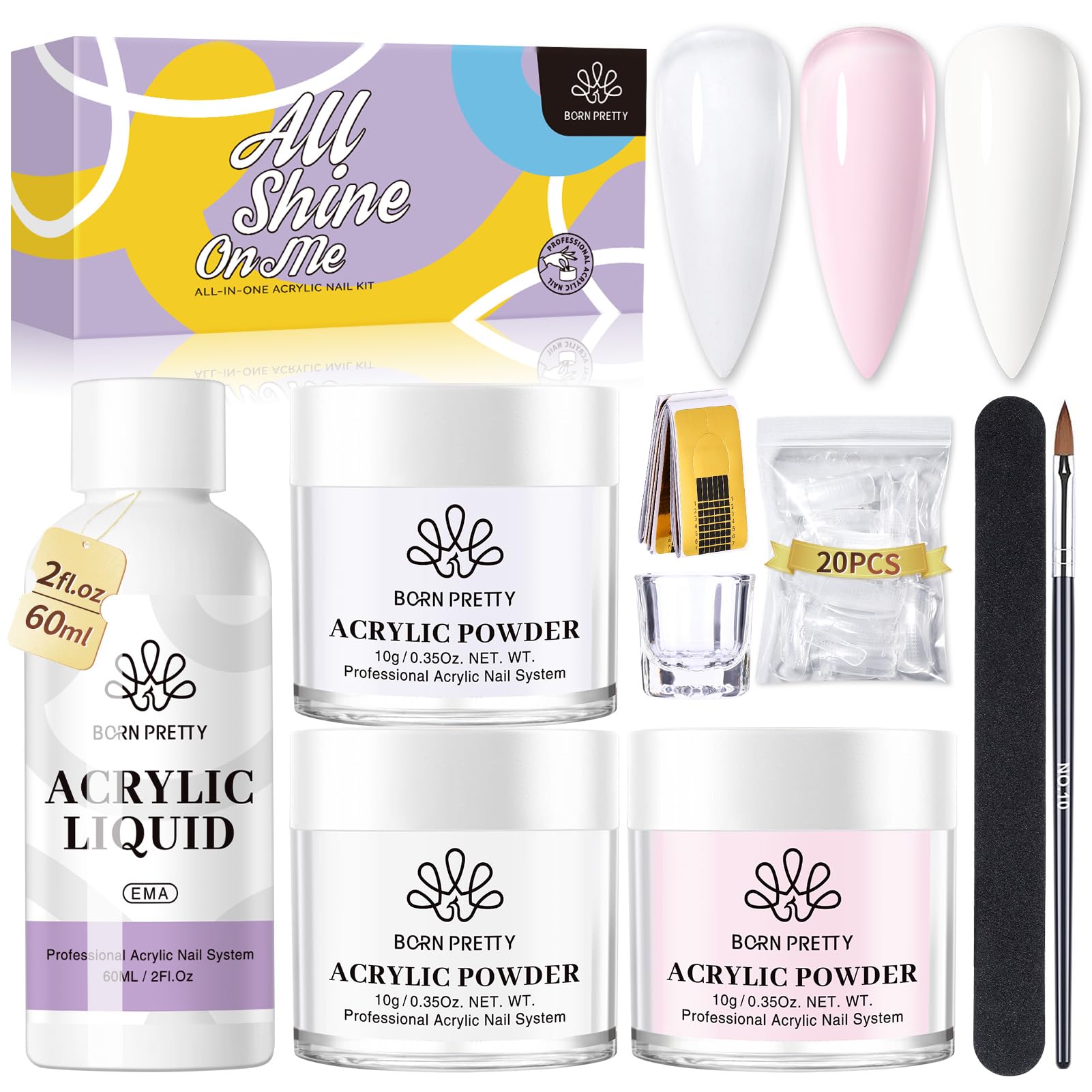 Marque Born Pretty, conteneur verre pour stocker poudres et outils.