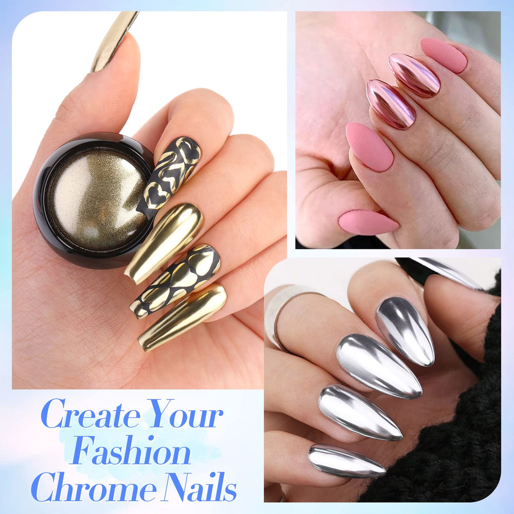 Born Pretty effet vagues eau sur ongles chrome pour un style fluide.