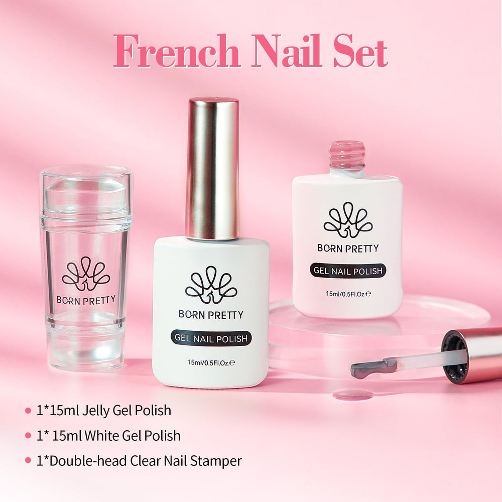 Démonstration stampage ongulaire Born Pretty pour manucure française.