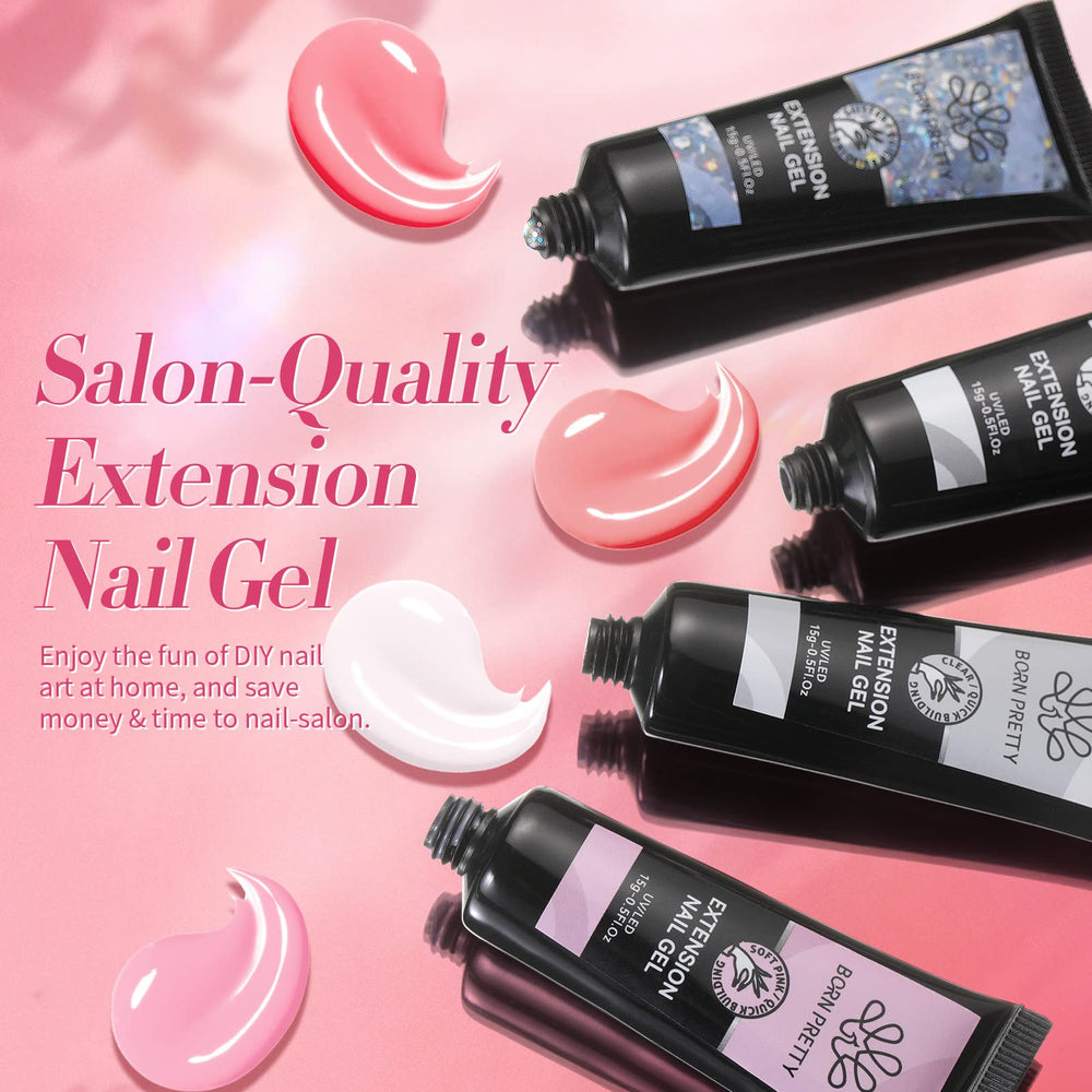 Born Pretty gel poly extension clair, base neutre idéale pour des looks délicats.