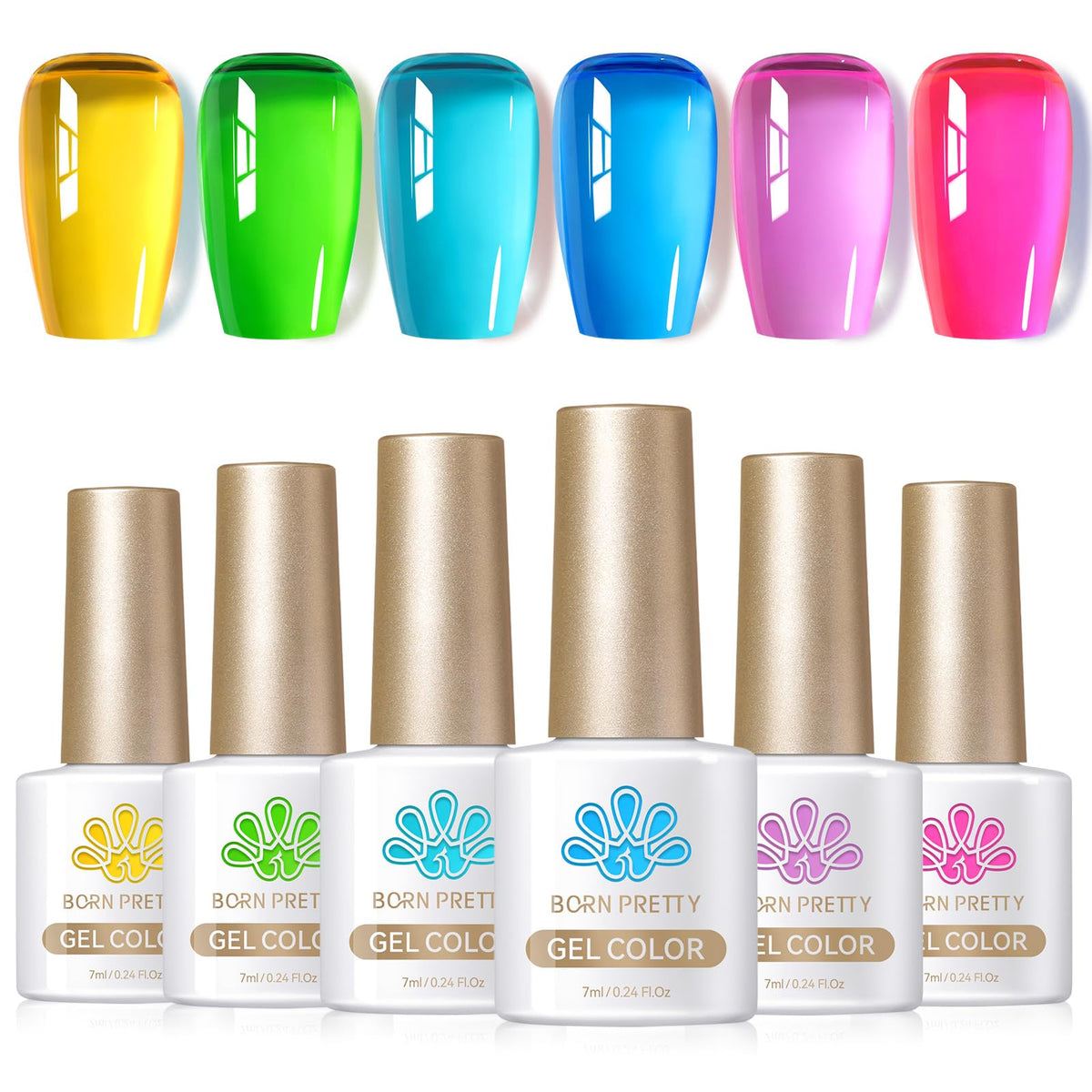 BORN PRETTY Jelly Gel Neon rose, visualisation en flacon translucide avec effet jelly éclatant.