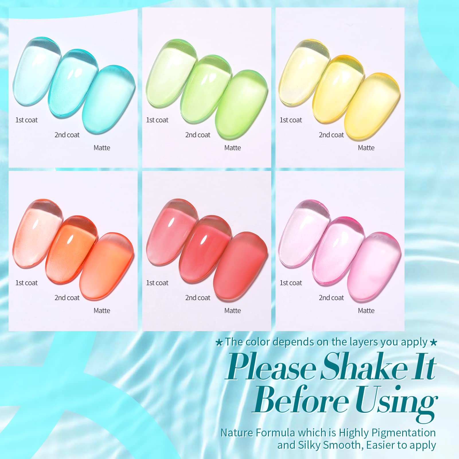 Born Pretty Jelly Gel bleu pastel – teinte translucide pour un look frais